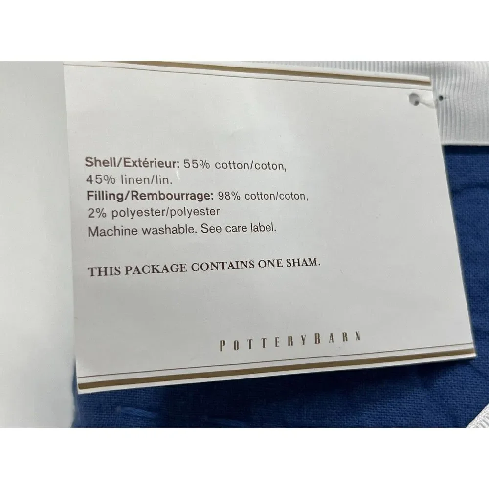 Pottery Barn Pickstitch pick-stitch Standard‎ Single 1 Sham Blue 26 